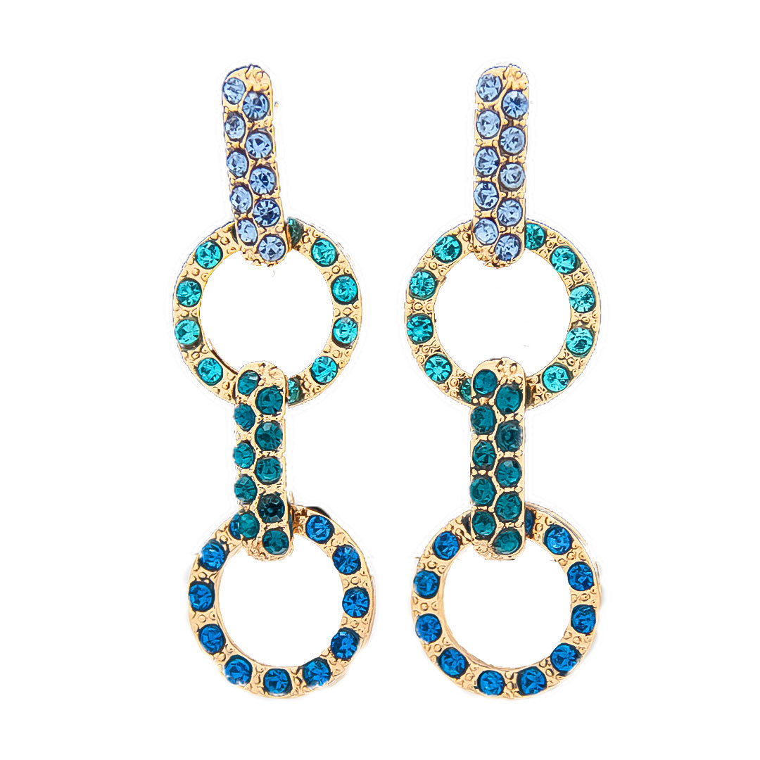 Aretes dorados con piedras - Azul