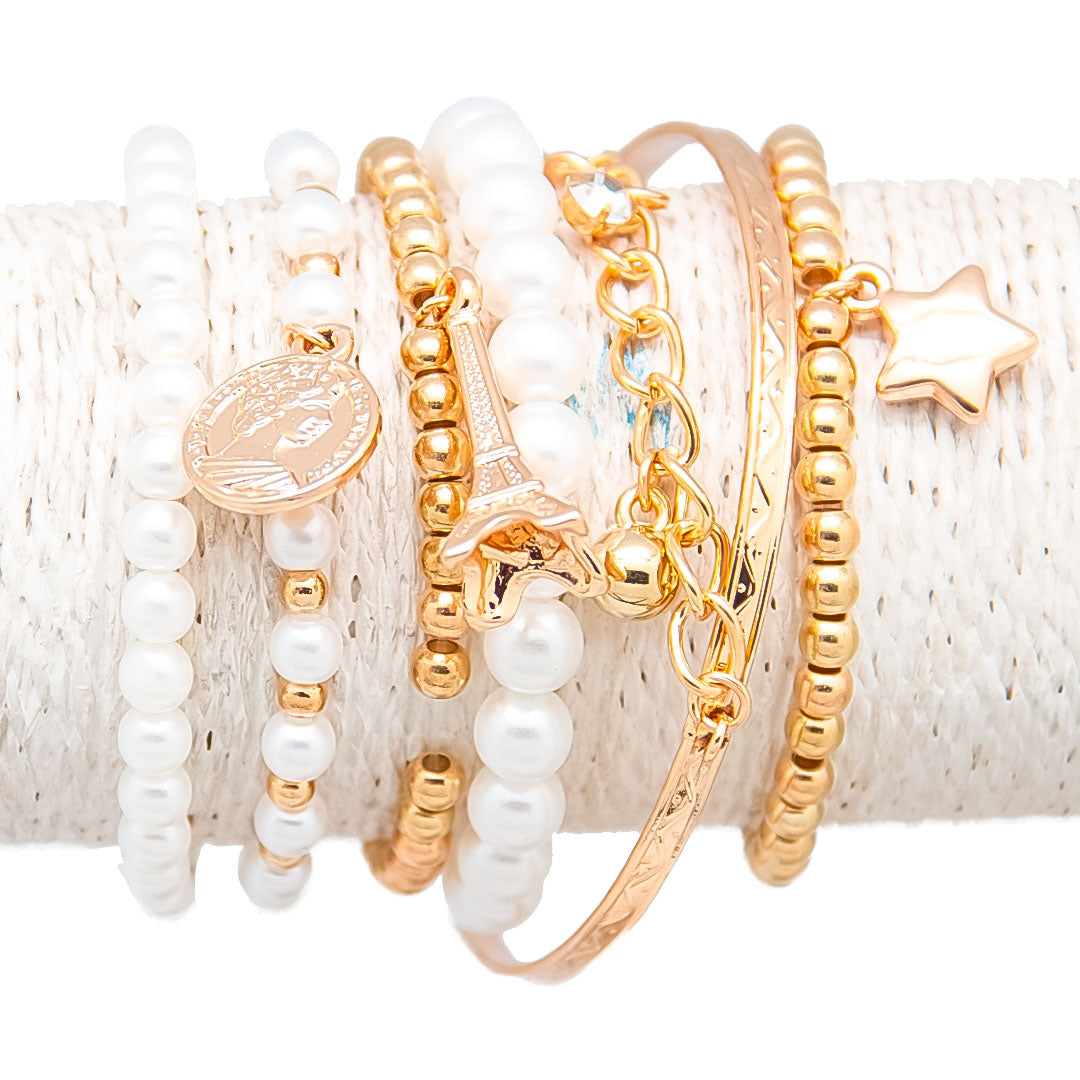 Set de pulseras Doradas Y Blancas