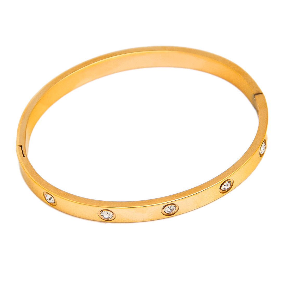 Brazalete Plateado con Brillantes - Dorado