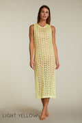 Vestido Tejido Playero Crochet Light Yellow
