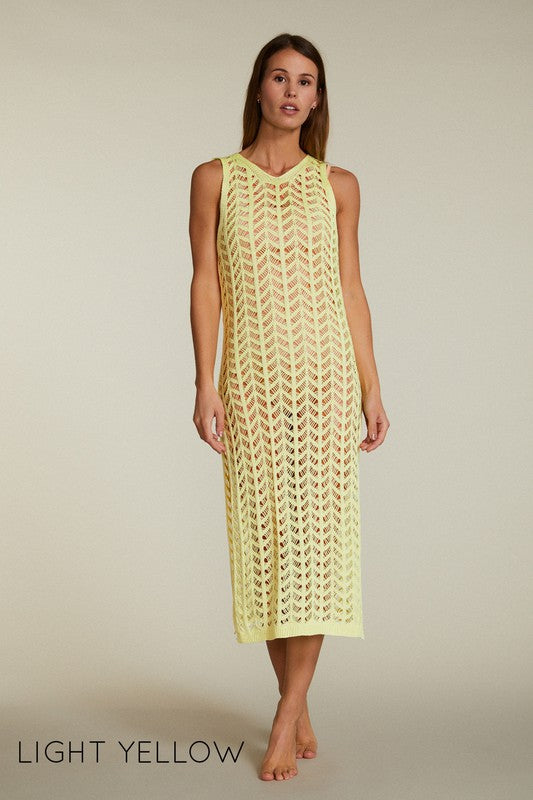 Vestido Tejido Playero Crochet Light Yellow