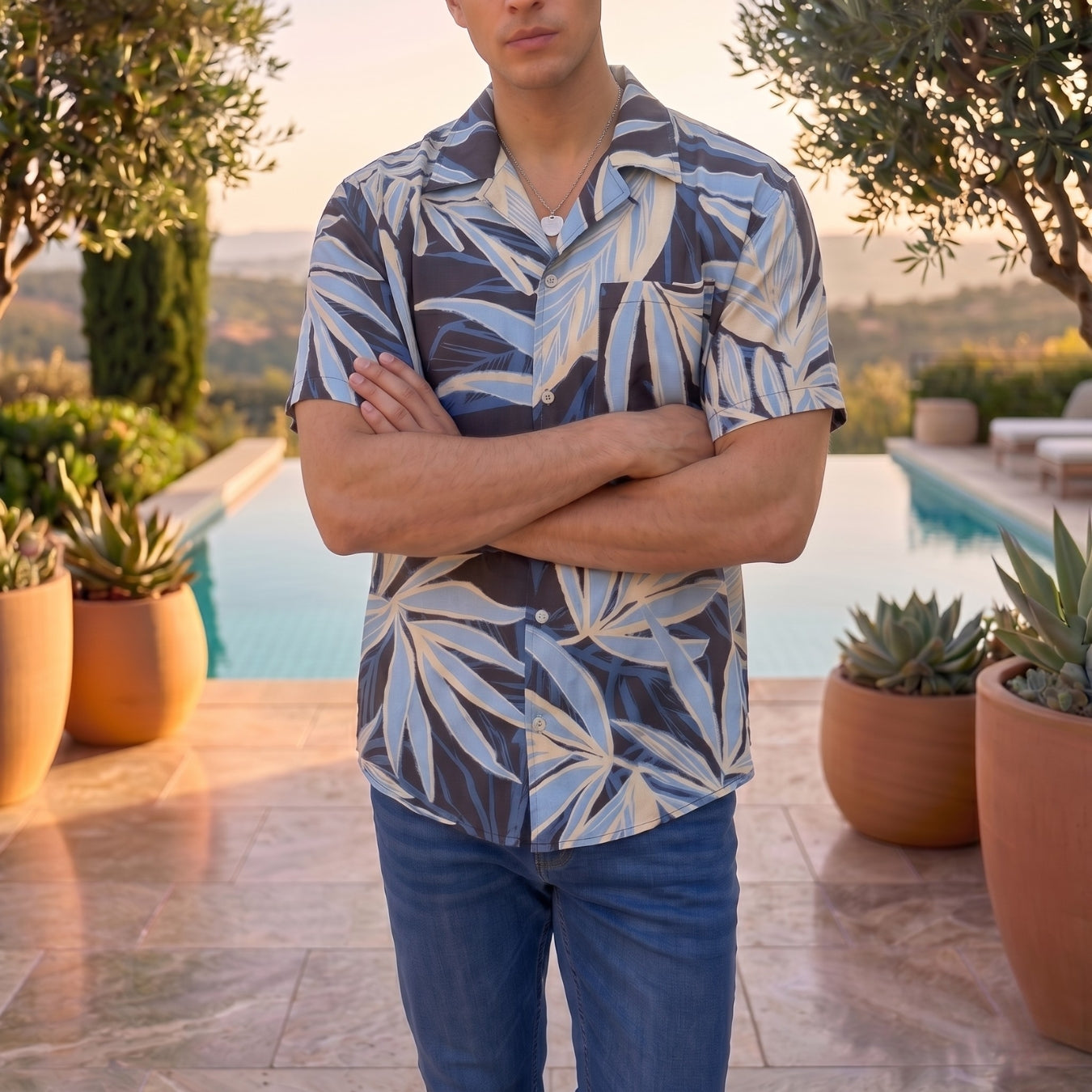 Camisa Brisa Tropical Blue