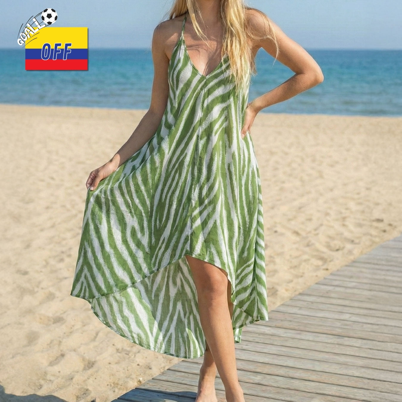 Vestido La Palma Verde Rayado