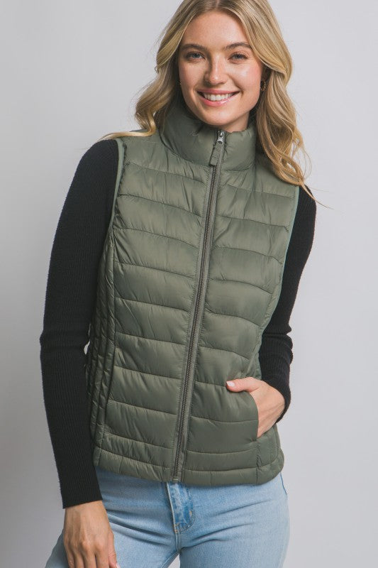 Chaleco Puffer Acolchado Sin Mangas GREEN