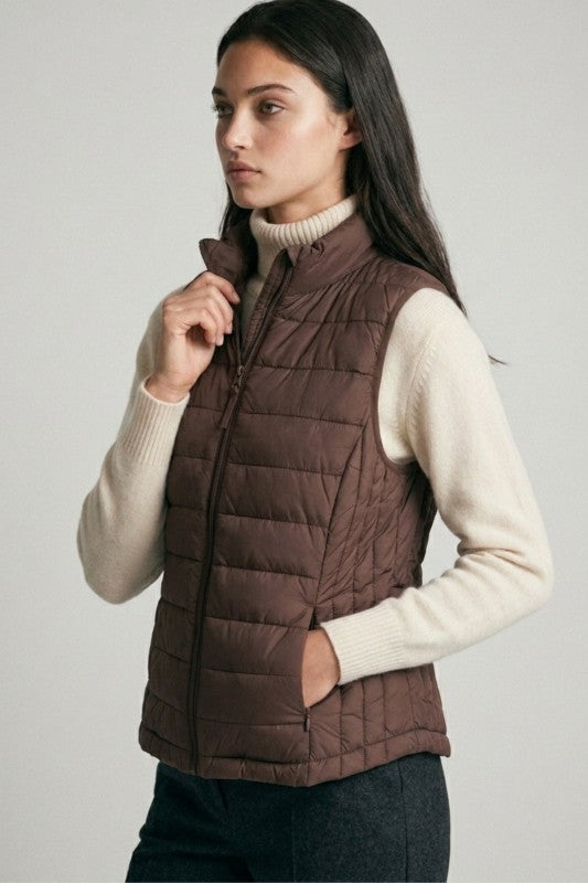 Chaleco Puffer Acolchado Sin Mangas BROWN