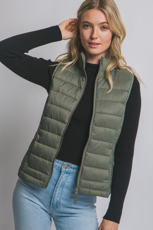 Chaleco Puffer Acolchado Sin Mangas GREEN