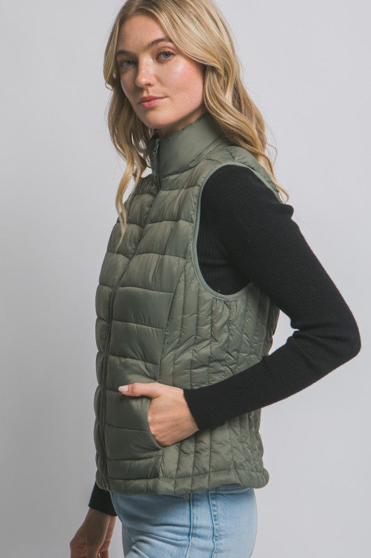 Chaleco Puffer Acolchado Sin Mangas GREEN
