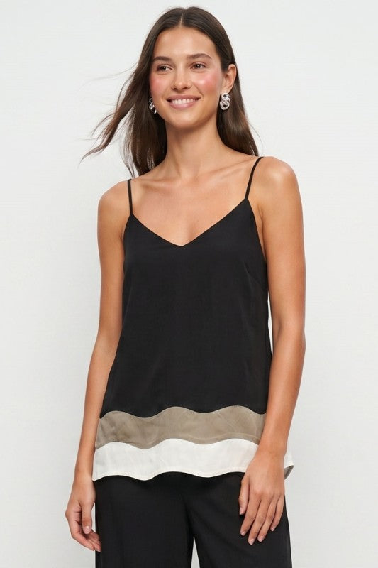 Blusa Cami con Diseño Bloques de Ondas