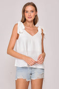 Blusa Fluida con Tirantes de Lazo - Blanco