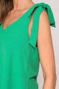 Blusa Fluida con Tirantes de Lazo - Verde