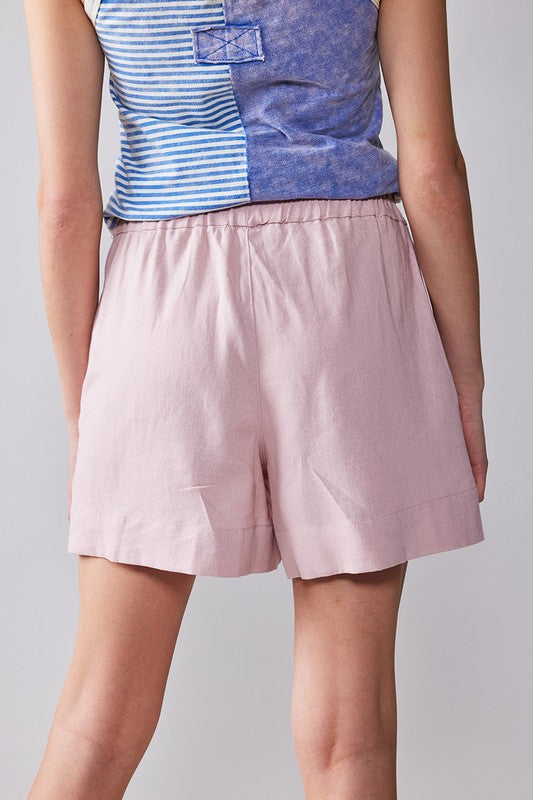 Short Casual High Waist Pink