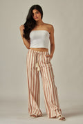 Pantalón Fluido Love Poem - Rayas Verticales Sunset Red