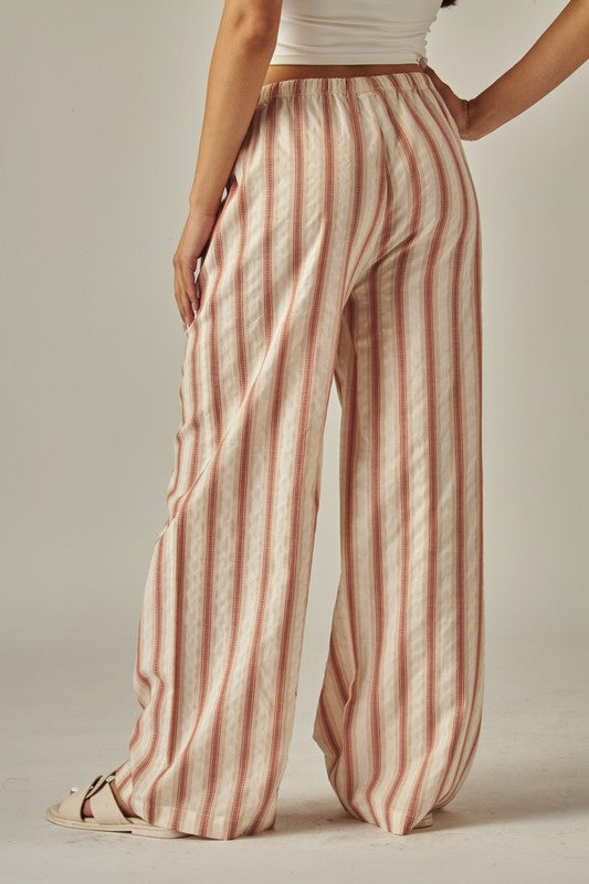 Pantalón Fluido Love Poem - Rayas Verticales Sunset Red