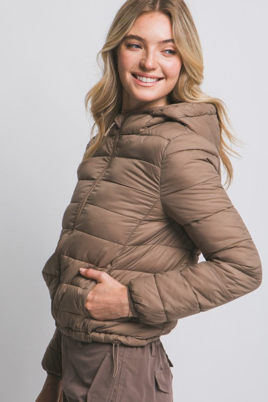 Chaqueta Puffer Acolchada con Capucha MOCHA