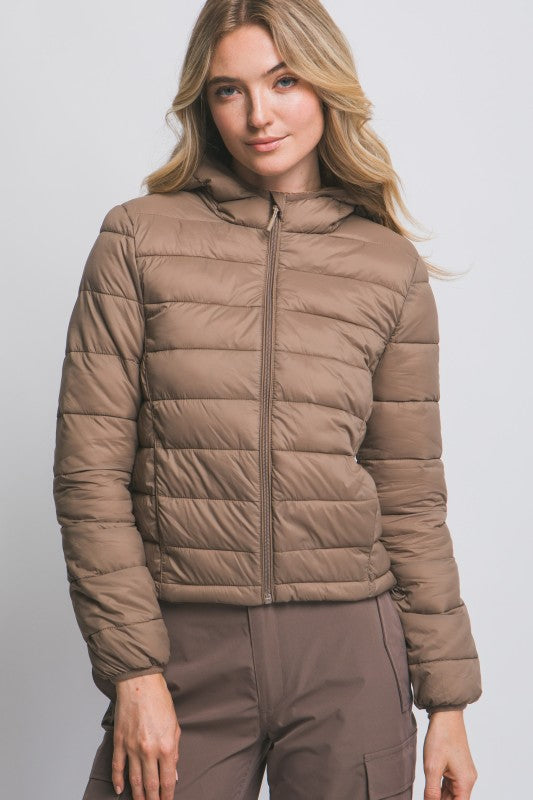 Chaqueta Puffer Acolchada con Capucha MOCHA