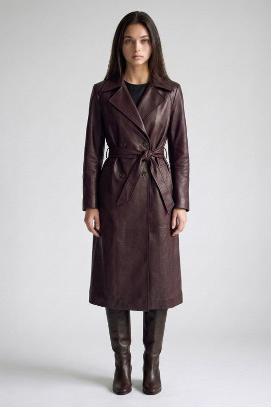 Gabardina Efecto Cuero Urban Chic Burgundy