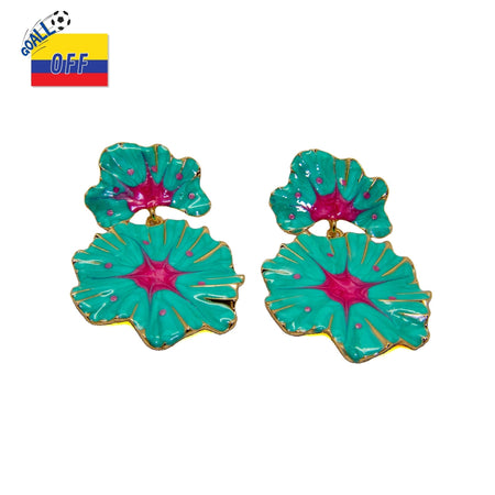 Aretes Pétalos de Jade y Fucsia