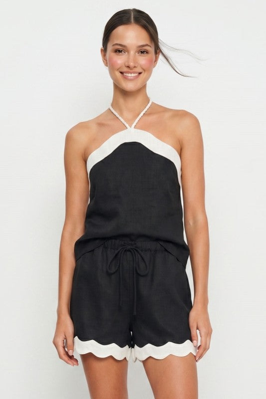 Blusa Fluida Sin Mangas con Cordón Náutico