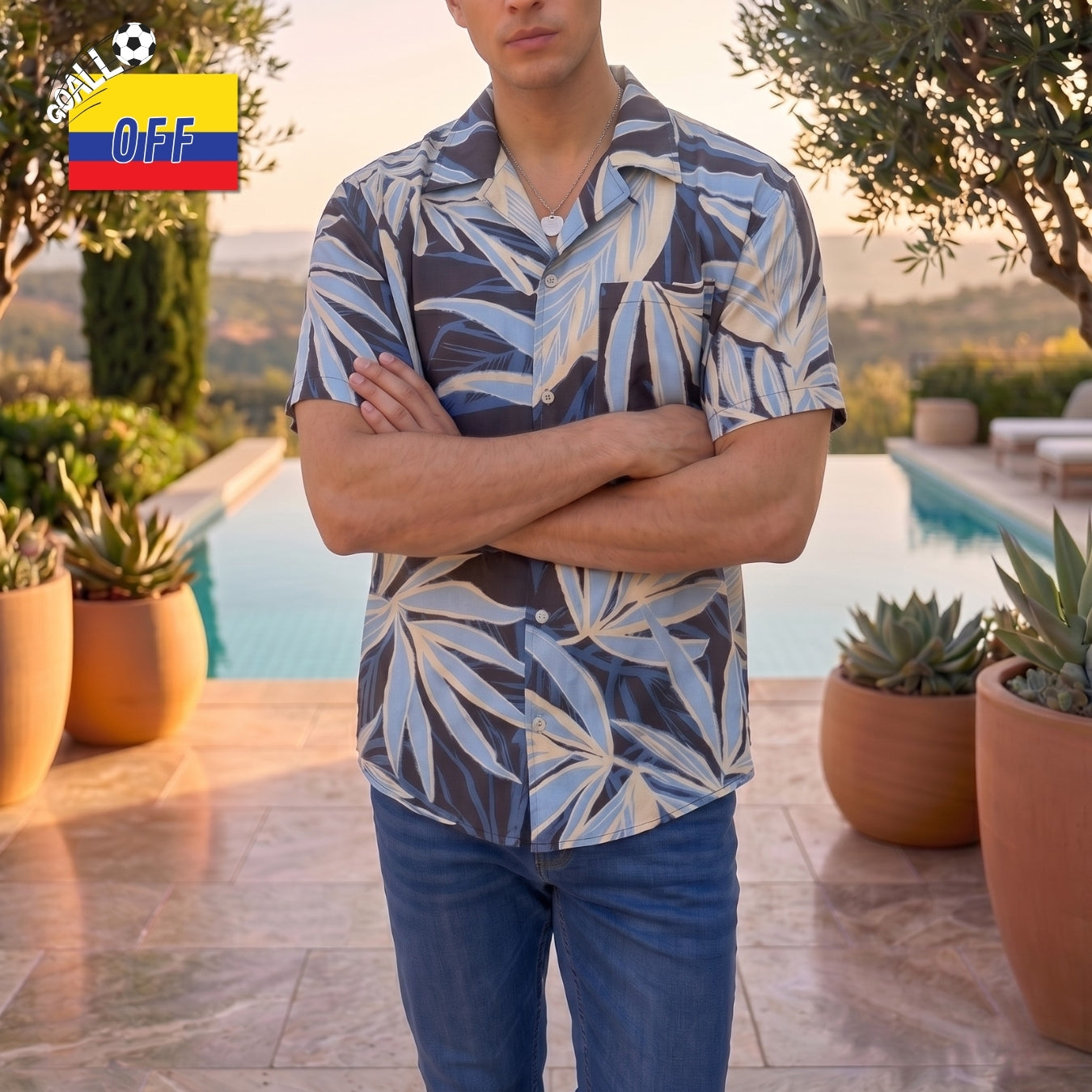 Camisa Brisa Tropical Blue