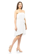 Vestido Corto Sin Tirantes de Corte Fluido - Marfil