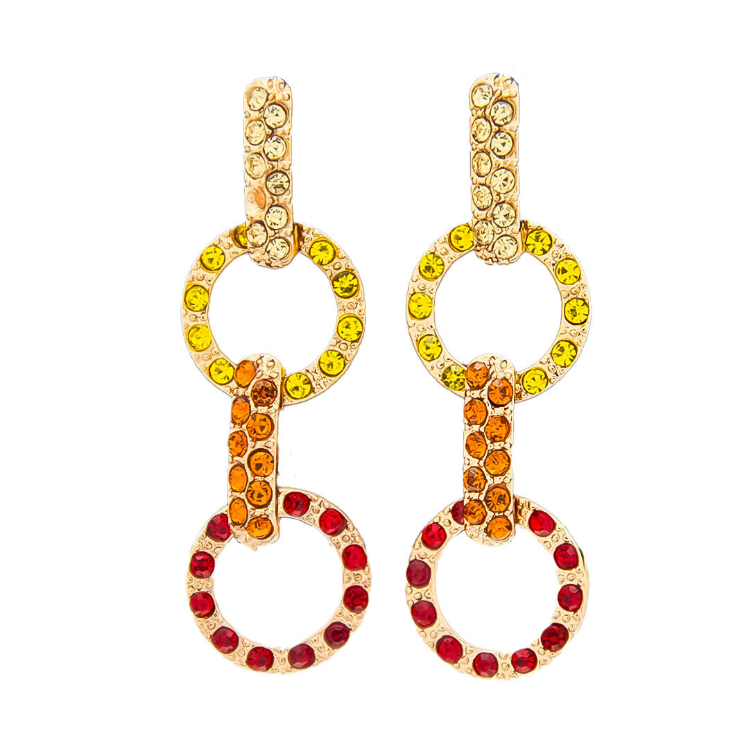 Aretes dorados con piedras - Naranja