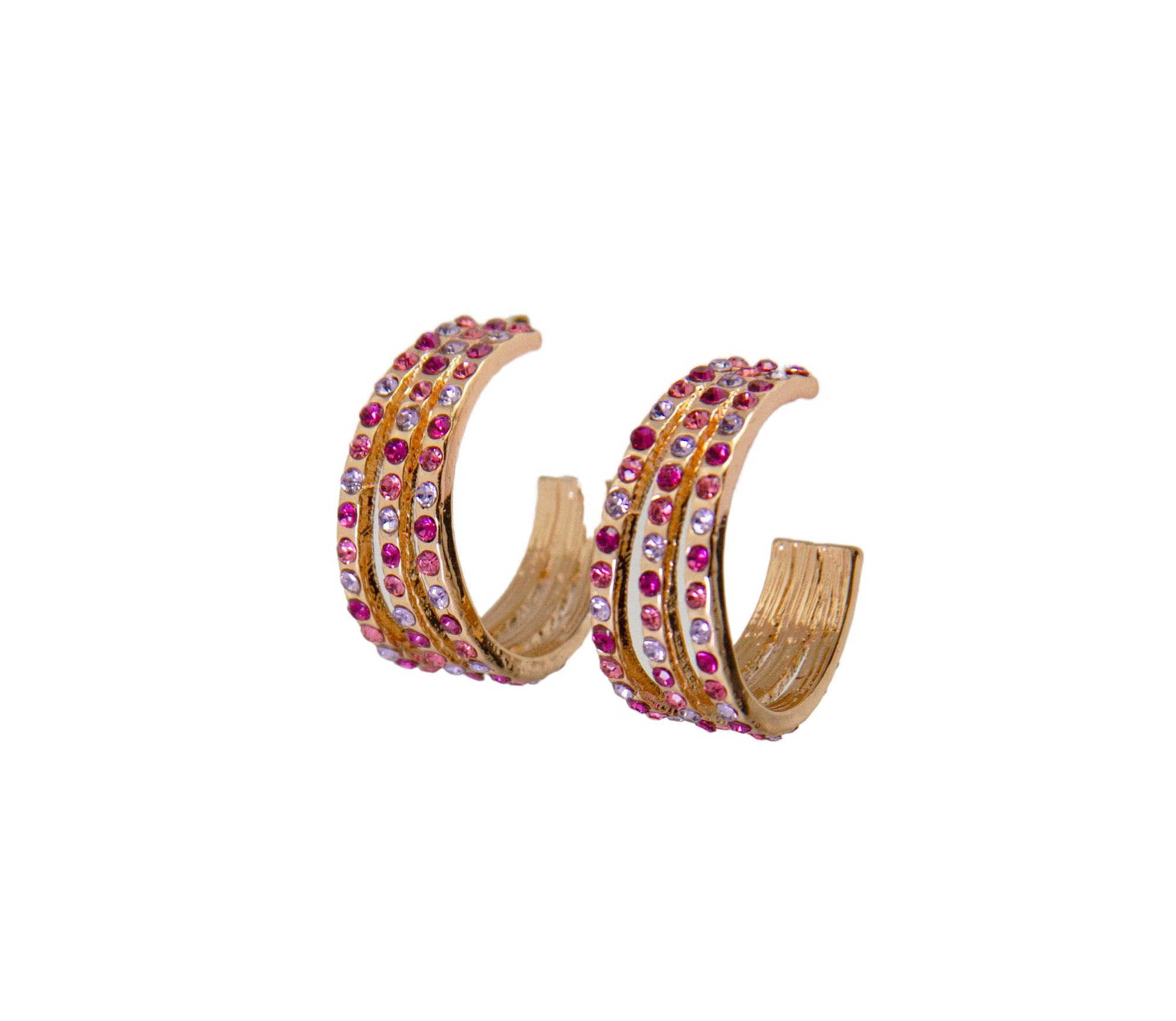 Aretes con diamantes morados