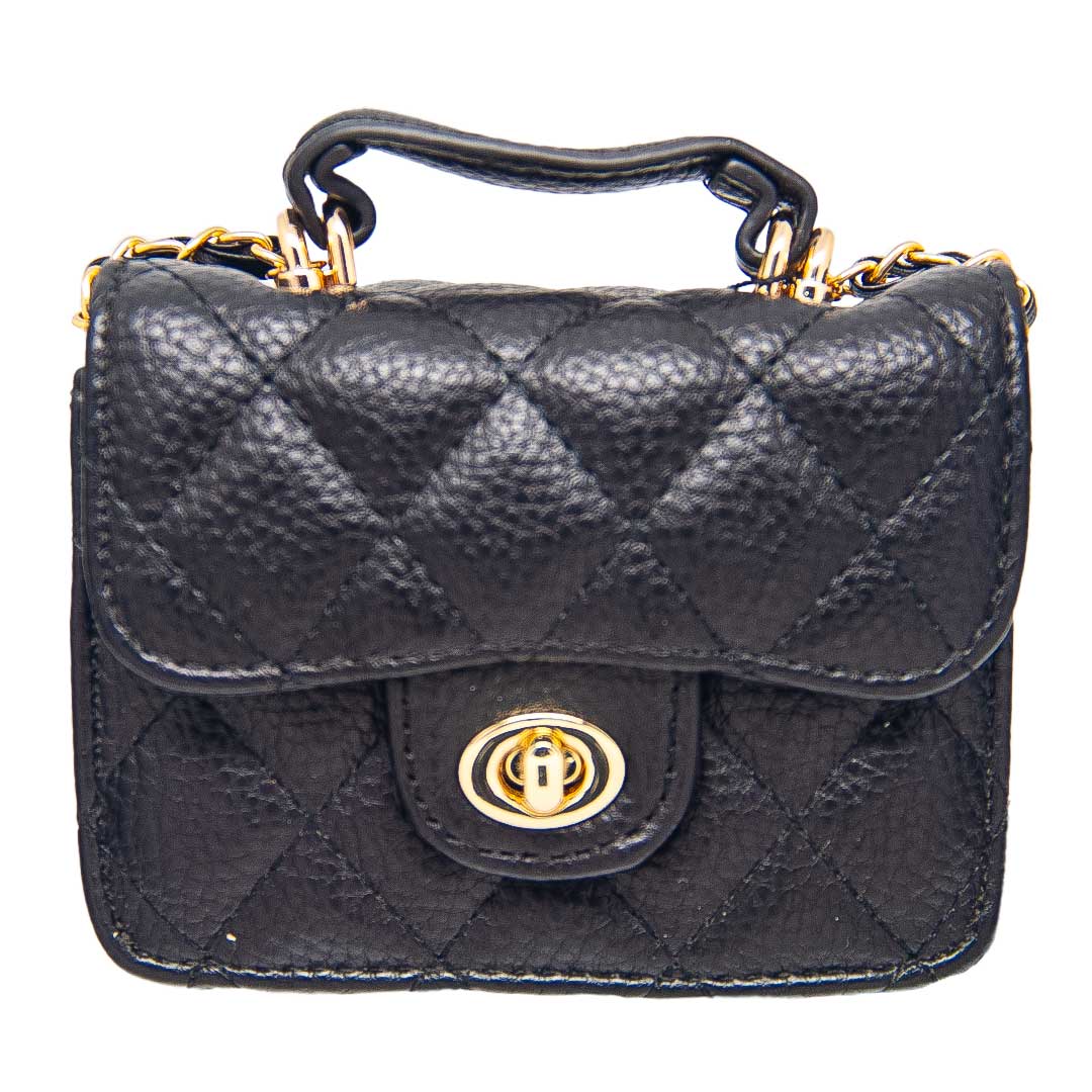 Cartera acolchada con cierre dorado - Negro