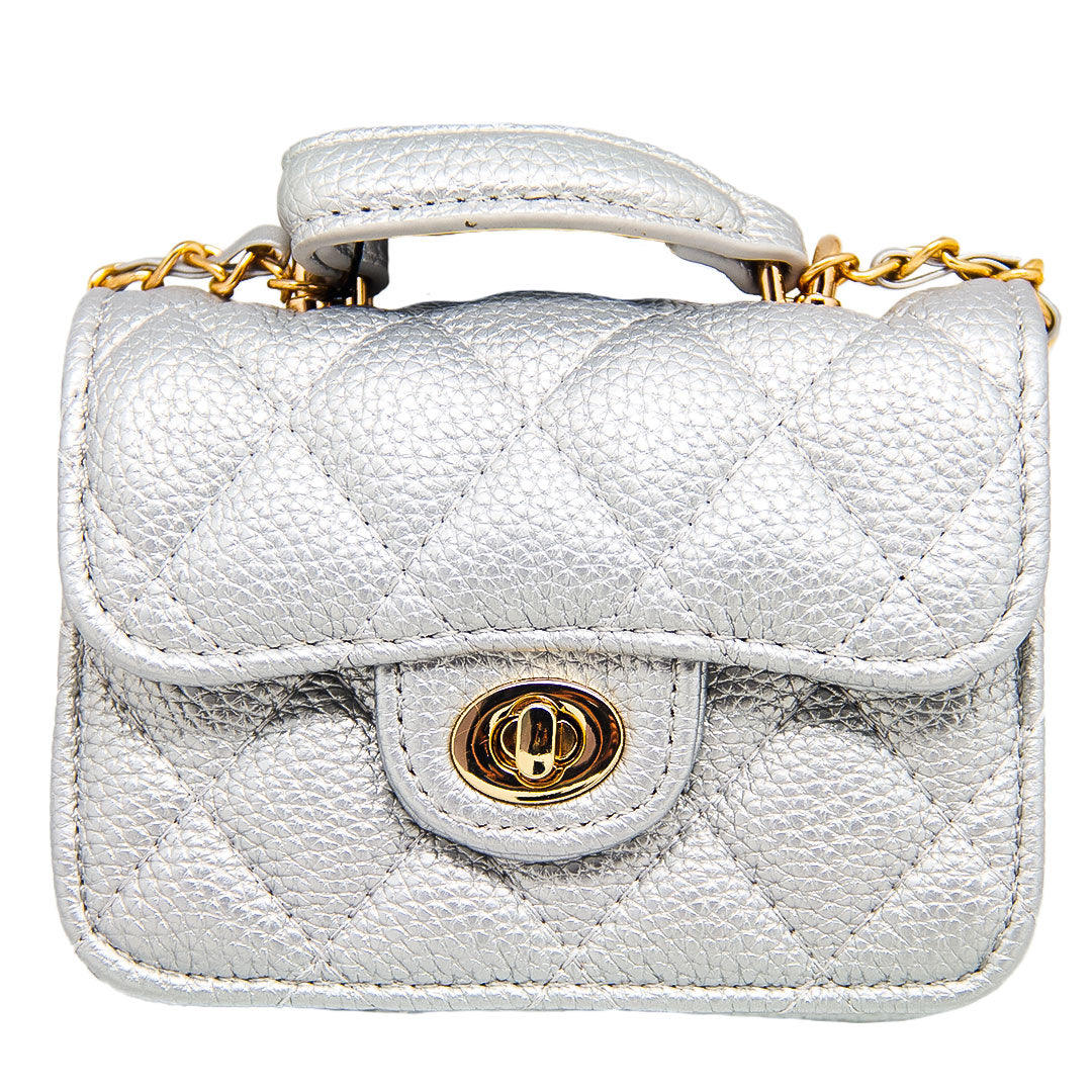 Cartera acolchada con cierre dorado - Plata