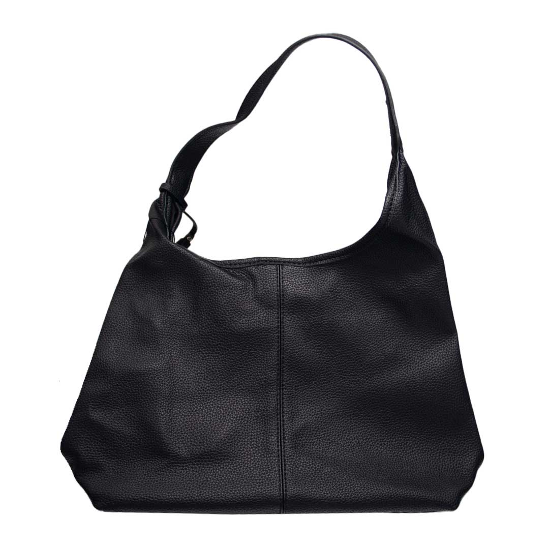Cartera de cuero con correa ajustable - Negra