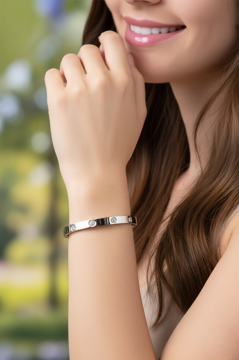 Pulsera Plateado con Brillantes - Plateado