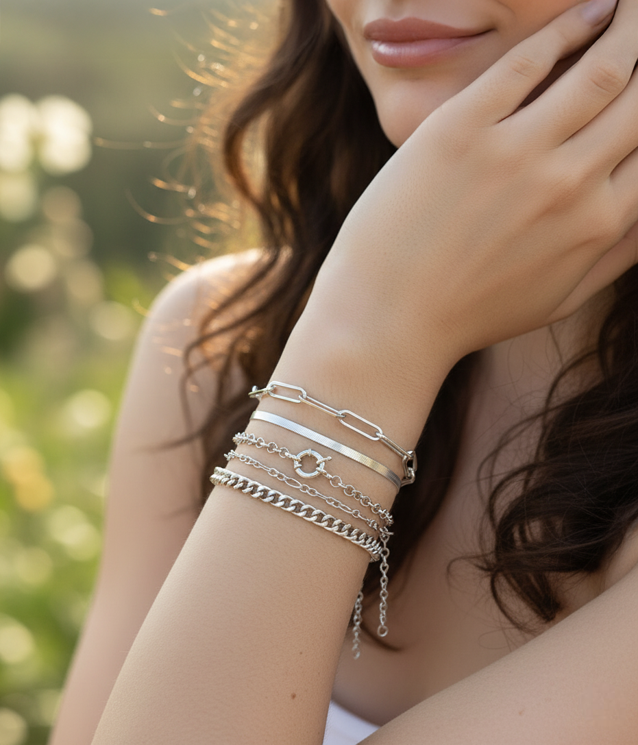 Pulsera Destellos De Plata