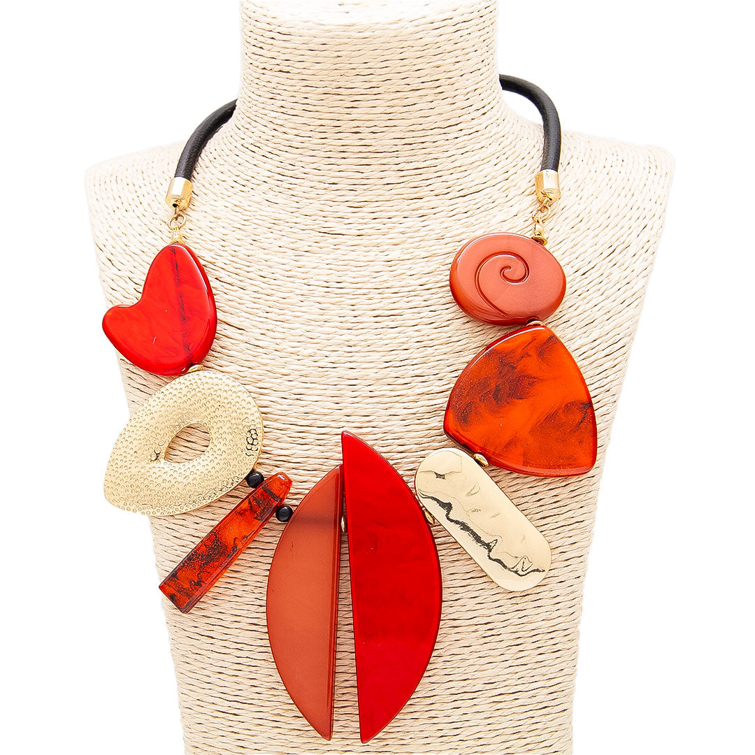 Collar con formas geométricas coloridas - Rojo