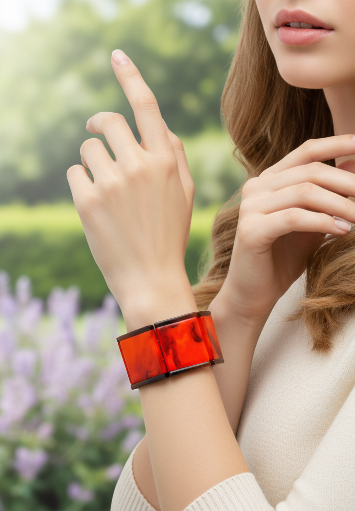 Brazalete con diseño marmoleado - Rojo