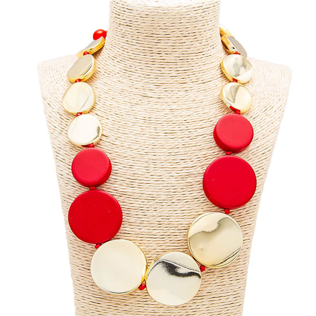 Collar largo de discos - Rojo