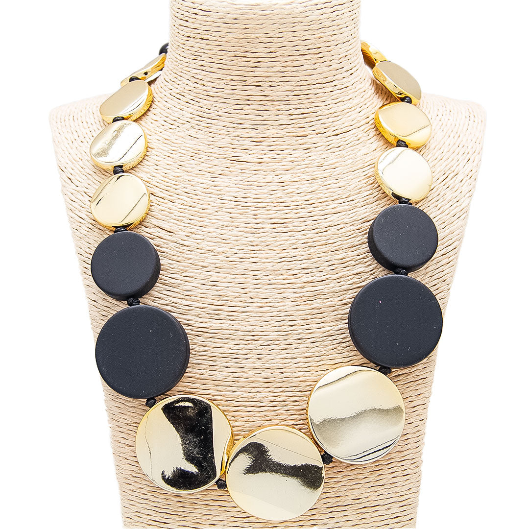 Collar largo de discos - Negro