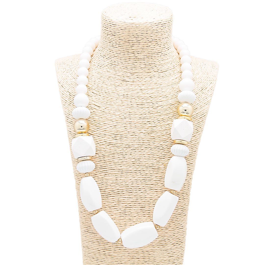 Collar de perlas y oro - Blanco
