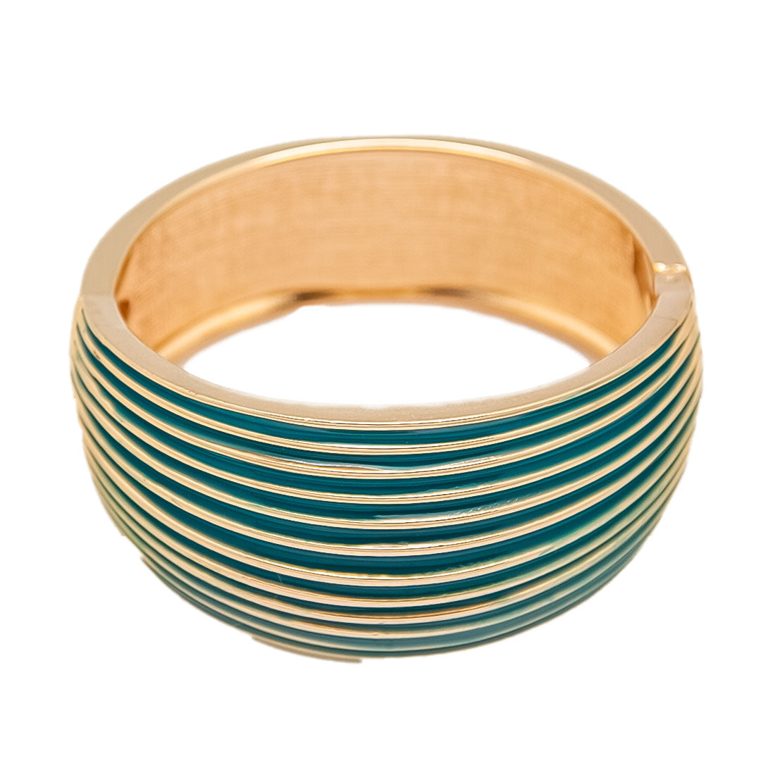 Pulsera rígida de metal dorado - Verde