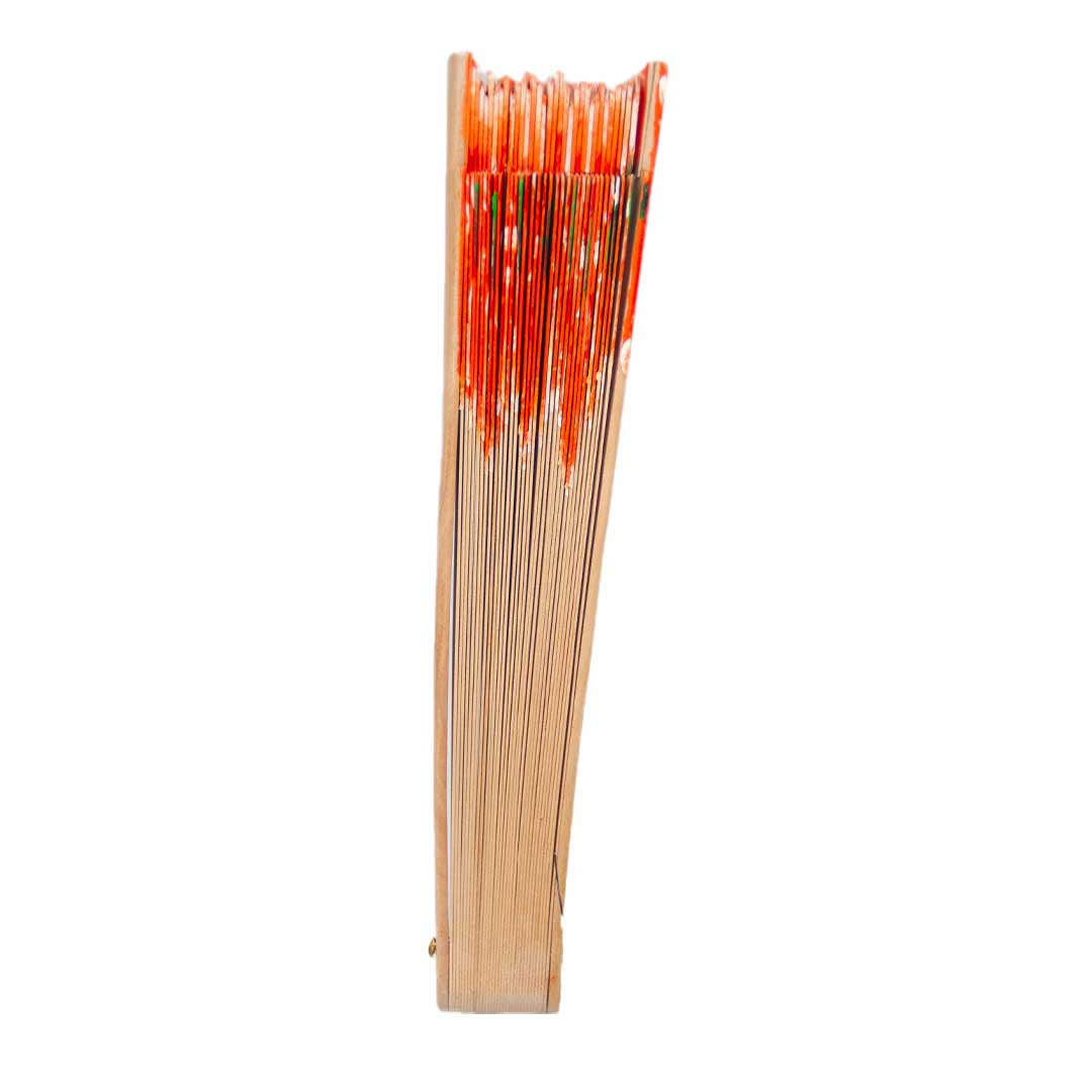 Abanico de bambú naranja