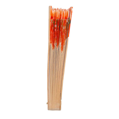 Abanico de bambú naranja
