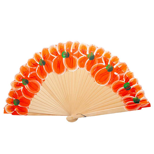 Abanico de bambú naranja