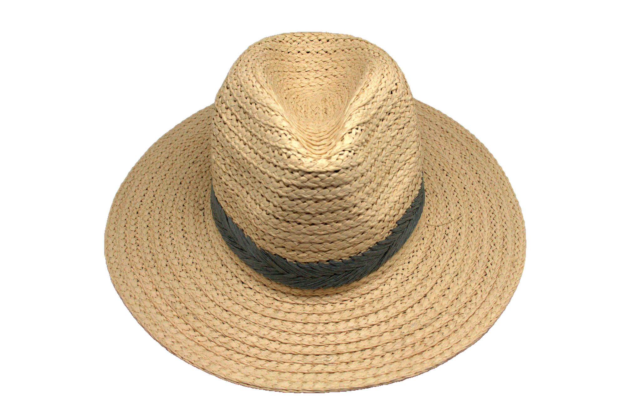 Sombrero fedora de paja con banda gris