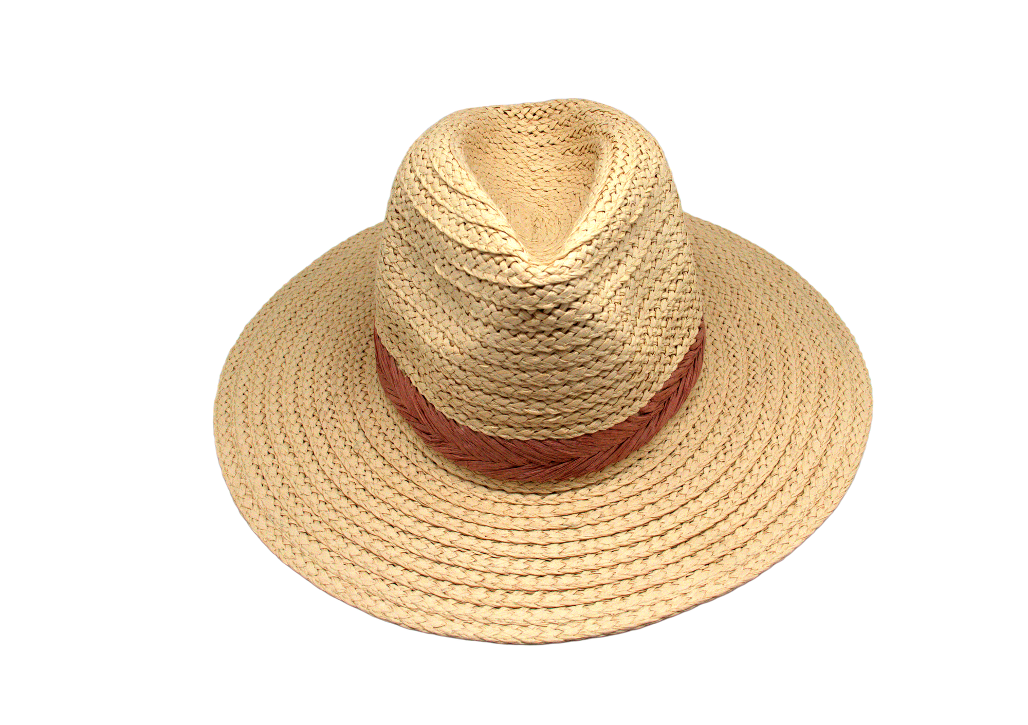 Sombrero fedora de paja con banda roja