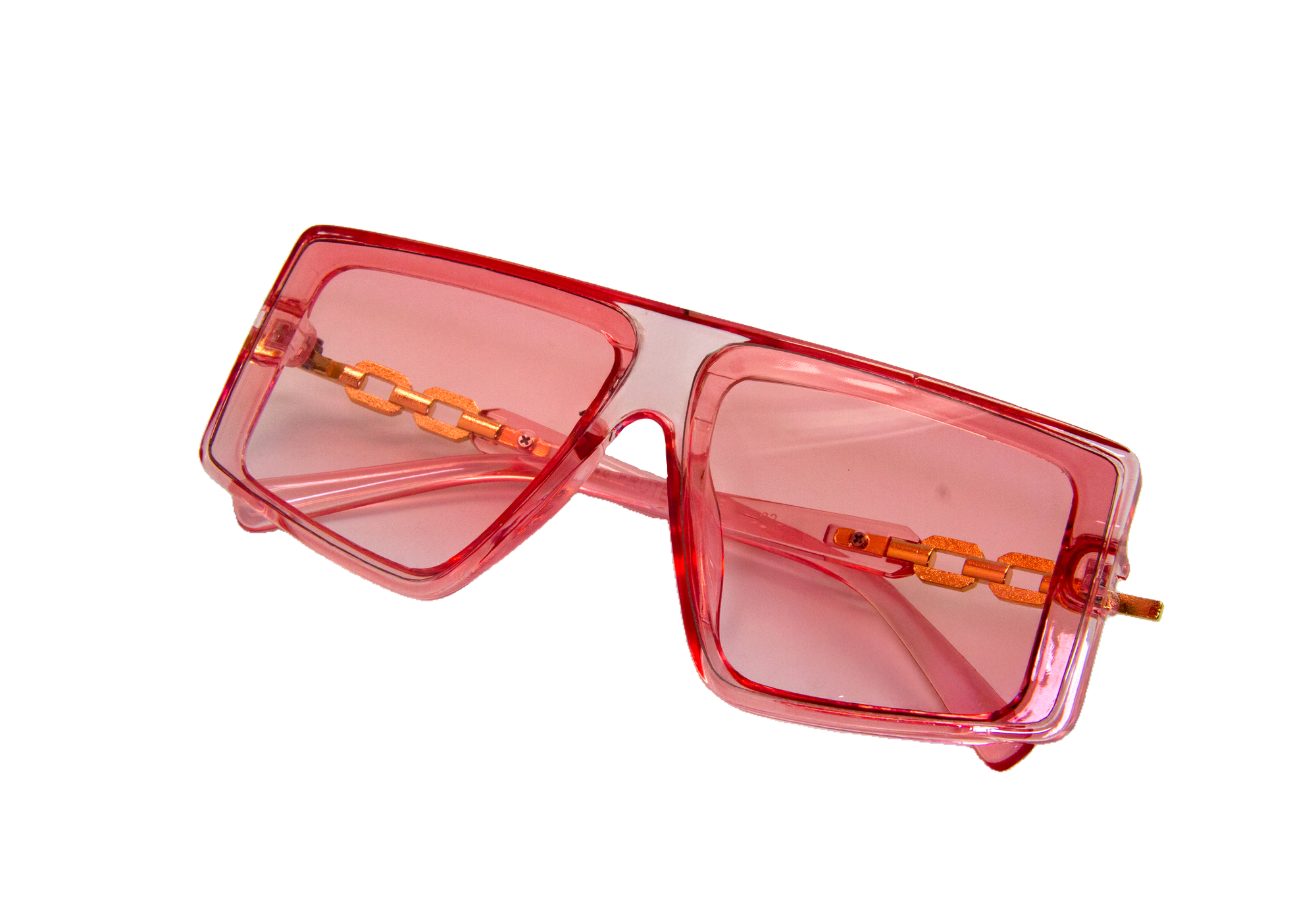 Lentes de Sol con Cadena Lateral y Marco Rosado