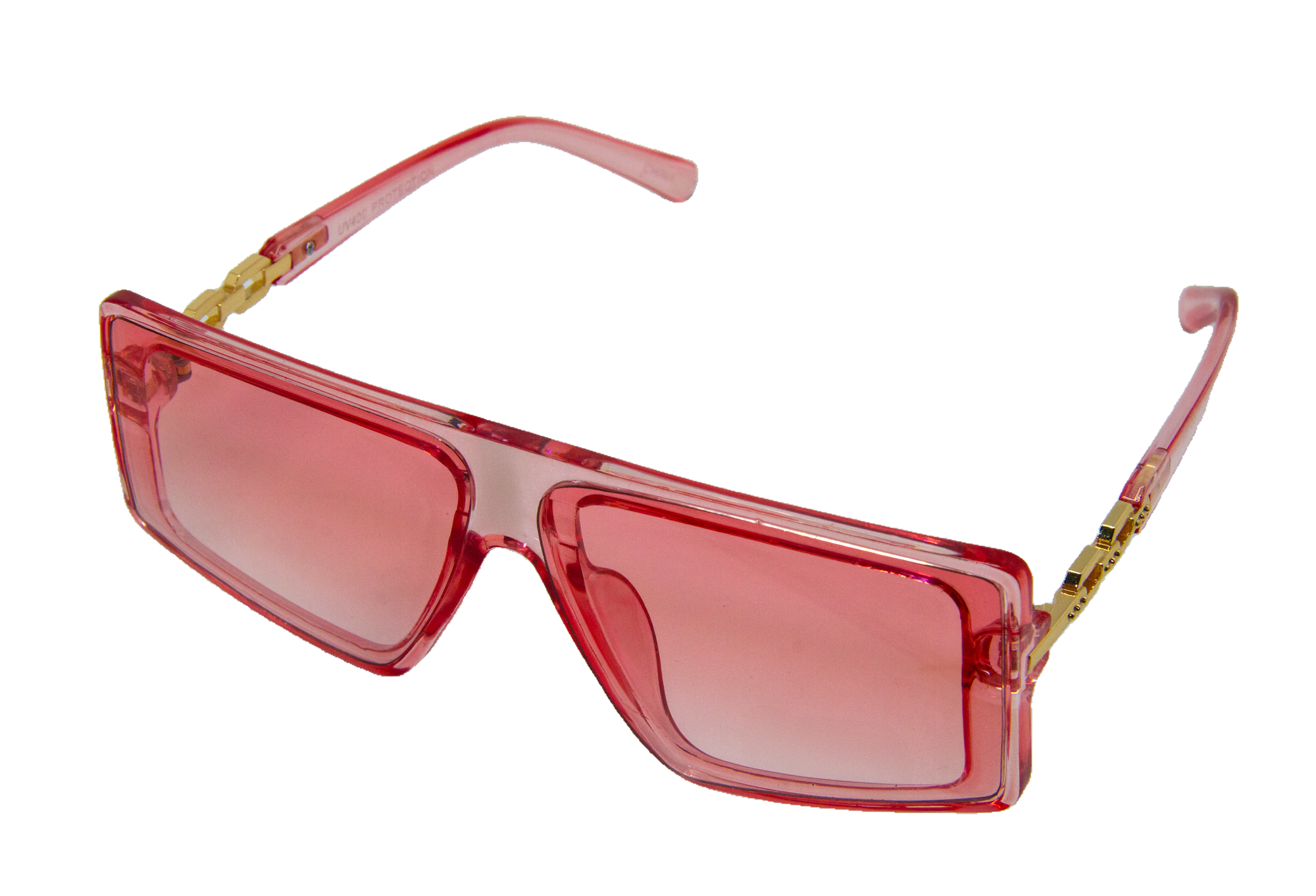 Lentes de Sol con Cadena Lateral y Marco Rosado