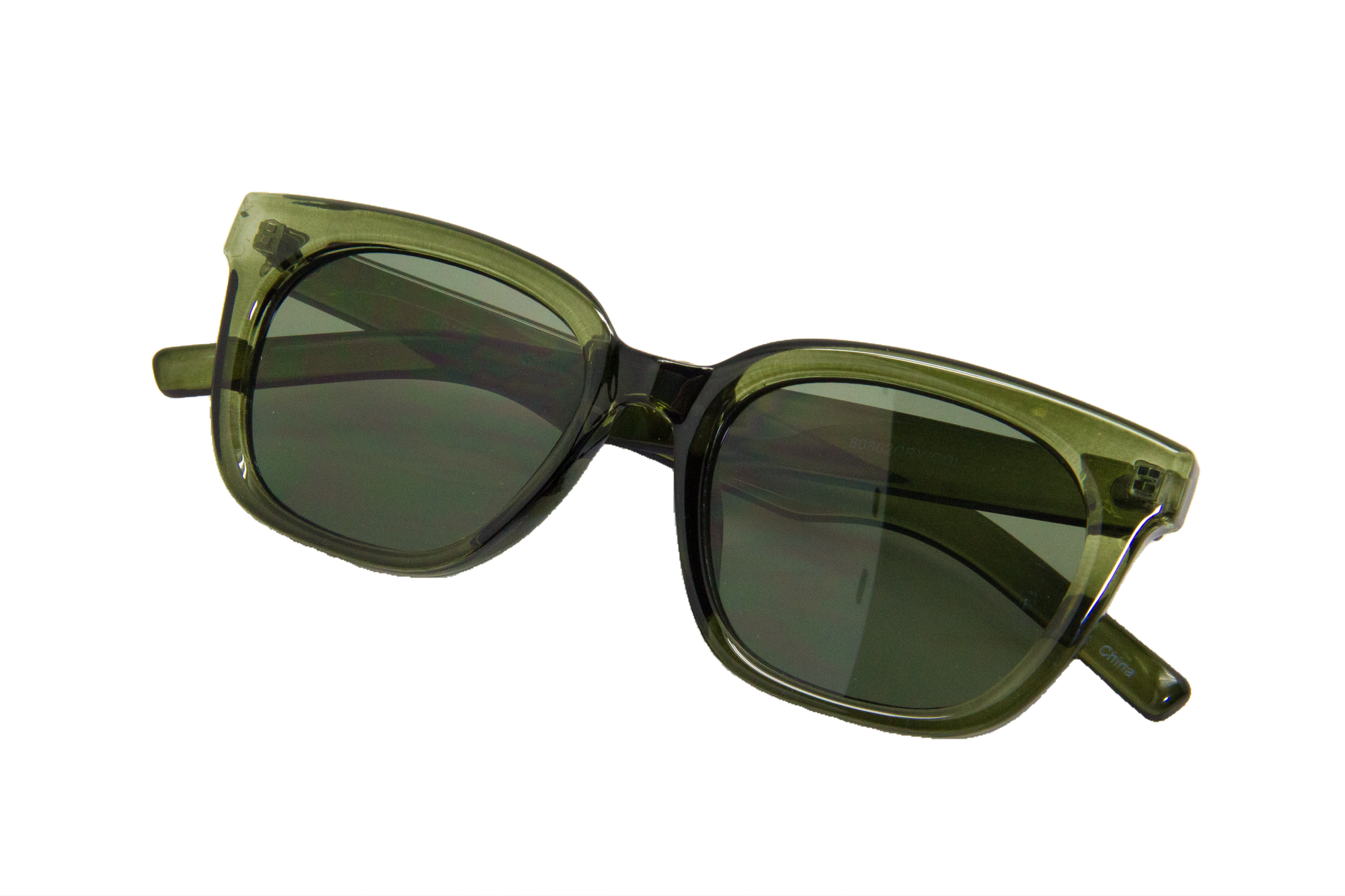 Lentes de Sol con Marco Translúcido Verde Olivo
