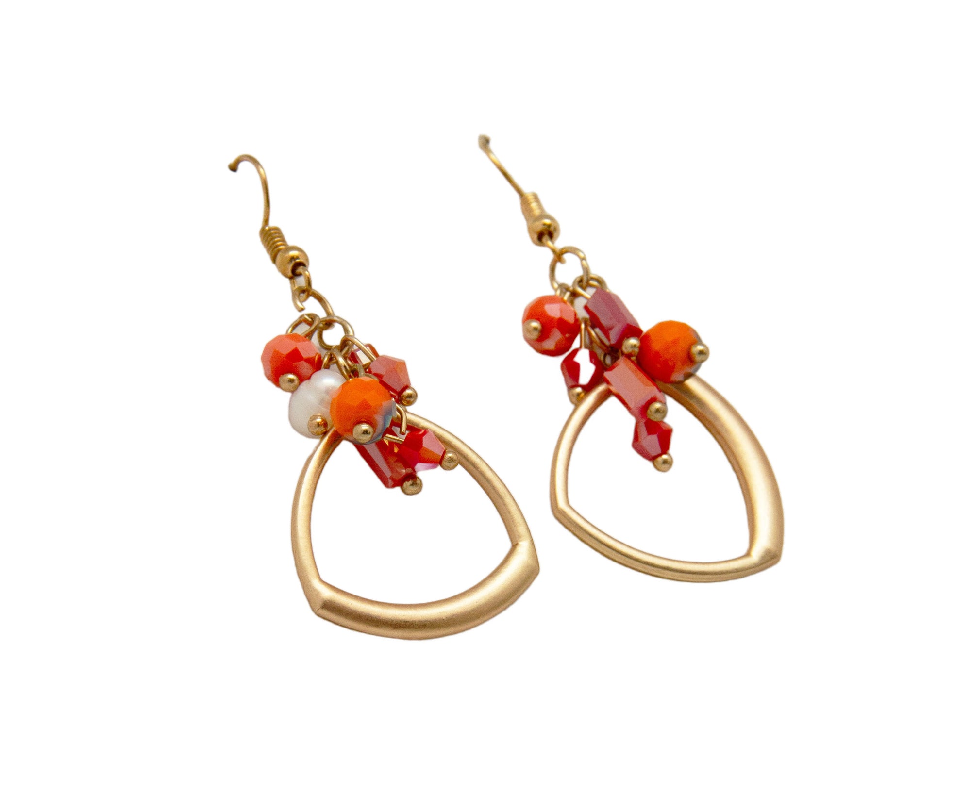 Aretes Naranja Con Destellos Dorados
