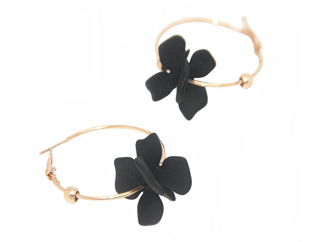 Aretes De Flor Negra