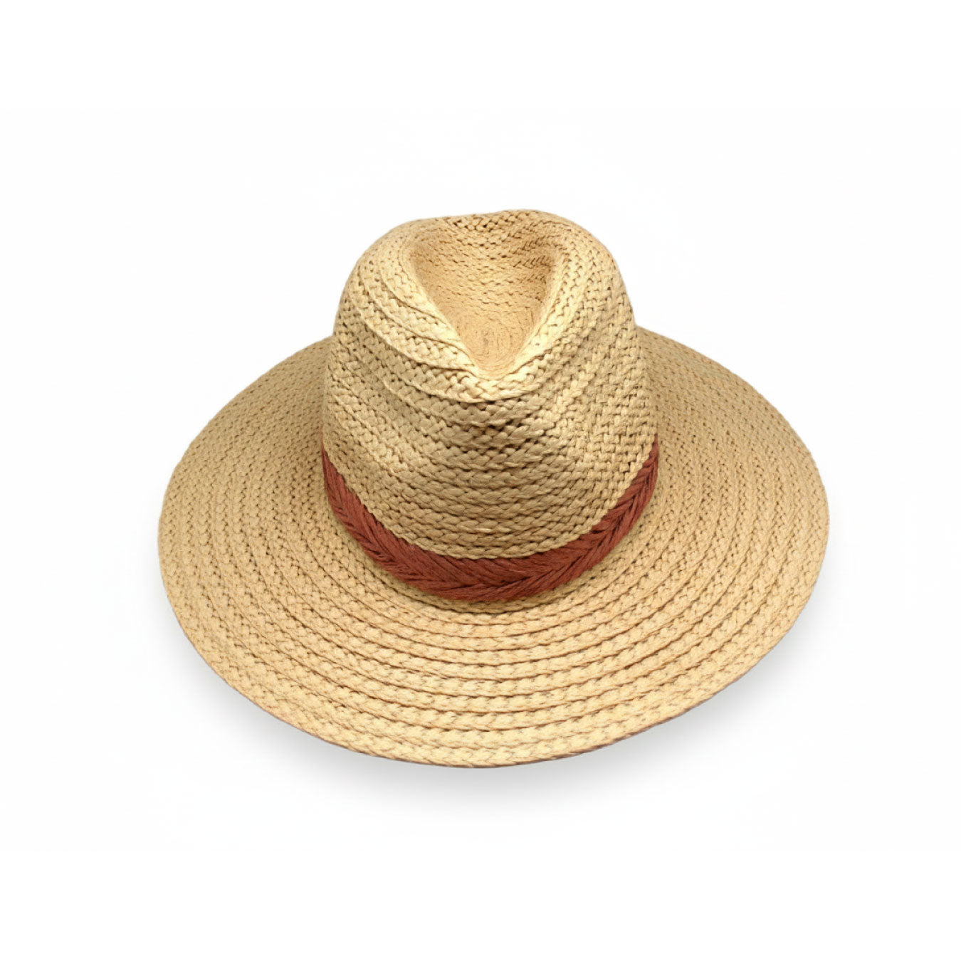 Sombrero fedora de paja con banda roja