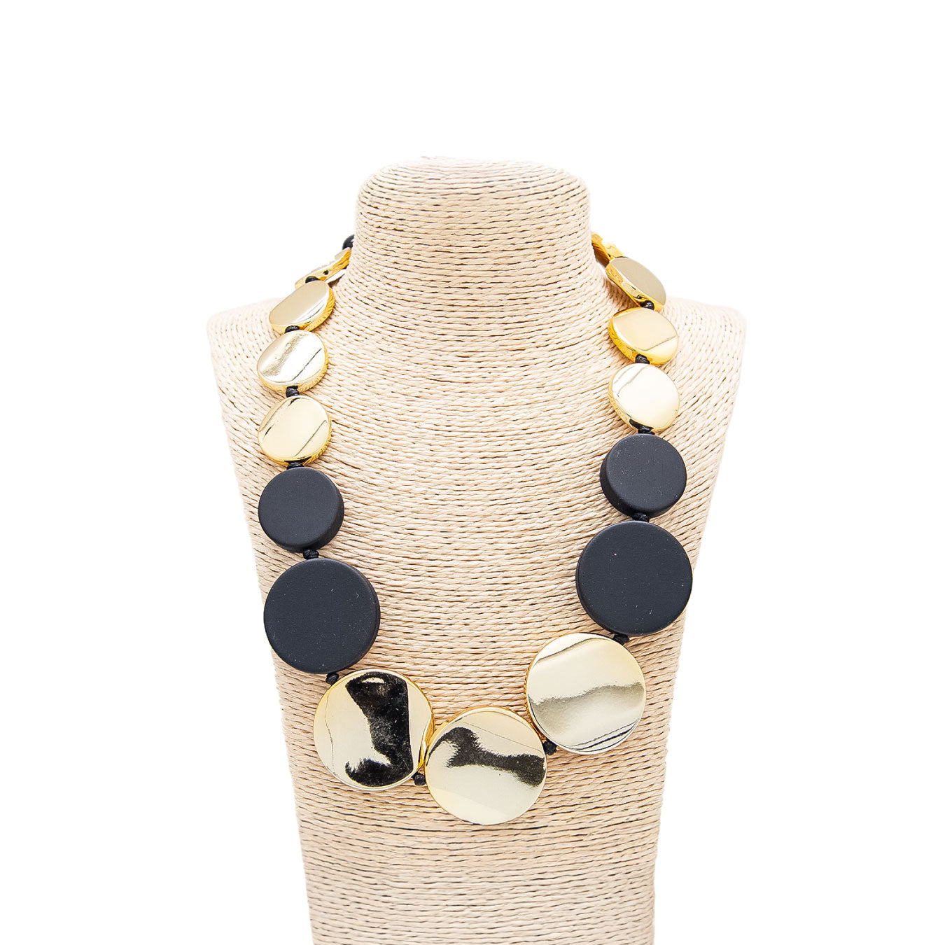 Collar largo de discos - Negro
