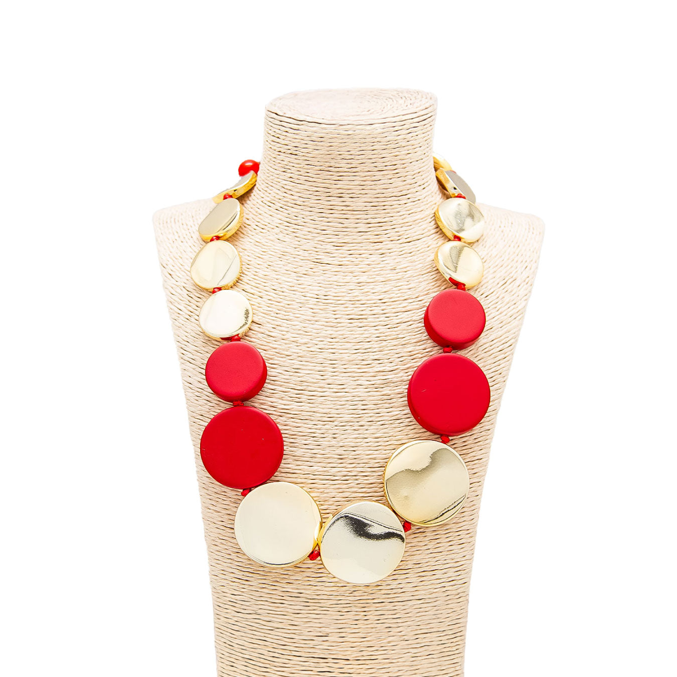 Collar largo de discos - Rojo